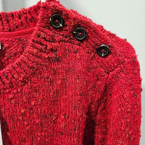 J. Jill Women's Large Buttoned Shoulder Pullover Sweater Red NEW with Tags - Picture 2 of 14